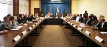 Tuesday's meeting with the Governor. CalTrout's Curtis Knight seated far left