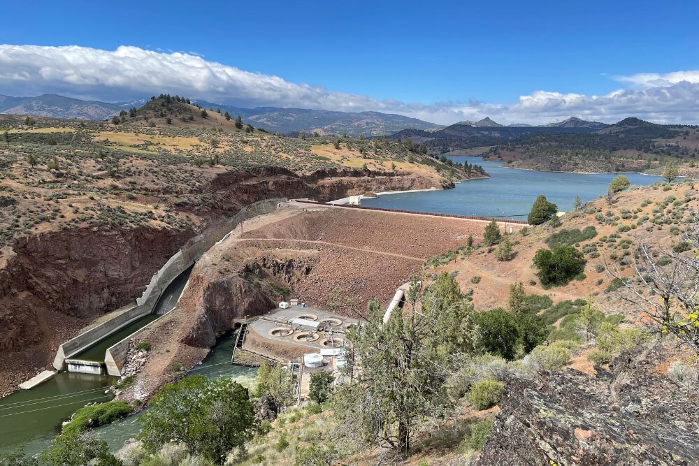 Iron Gate Dam blocks the Klamath River.