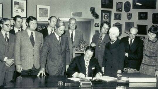 Governor Reagan signs the CA Wild and Scenic Rivers Act