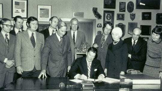 Governor Reagan signs the CA Wild and Scenic Rivers Act