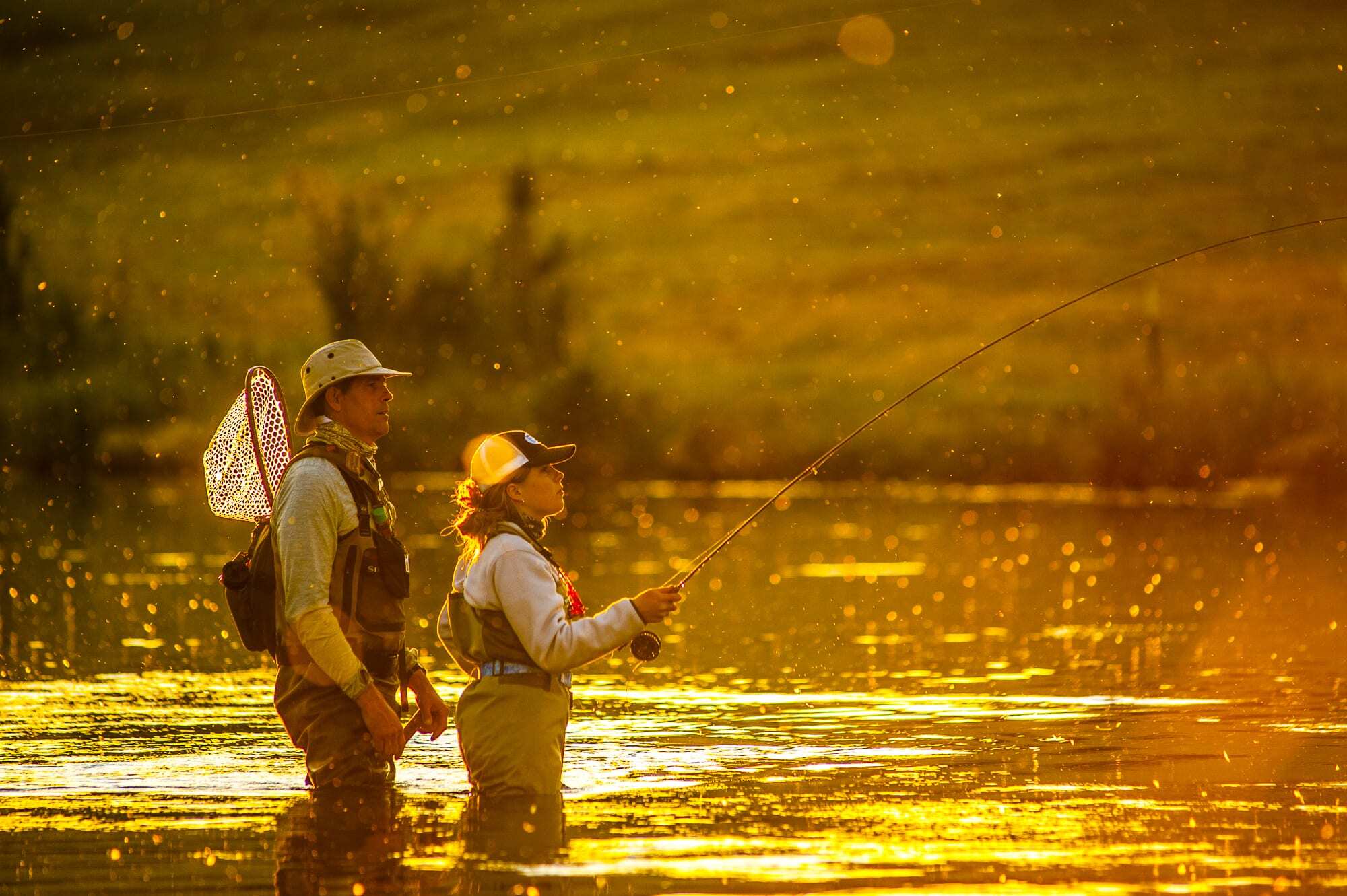 (332) Val Atkinson - _Glenn and Maxine McCormick fishing the evening hatch onHat Creek_