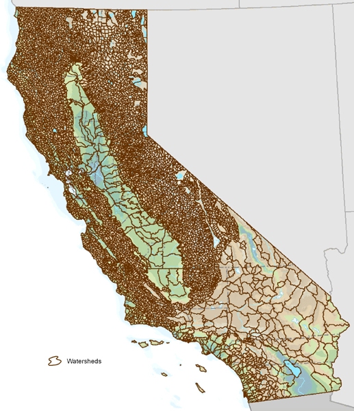 California Watersheds Map 1999